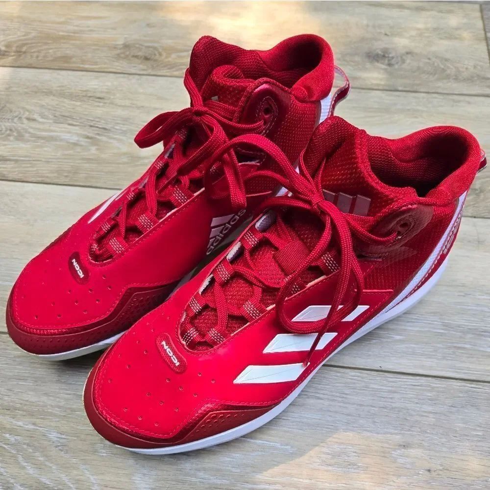 Adidas Icon baseball softball cleat shoe red white sneaker size men's 8.5